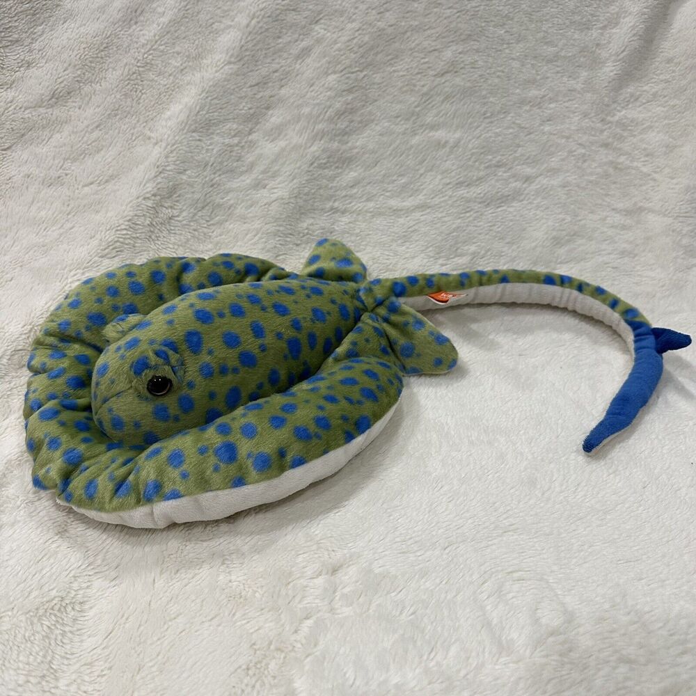 Wild Republic Green Blue Spotted Stingray 29” Long Realistic Aquarium Plush Toy